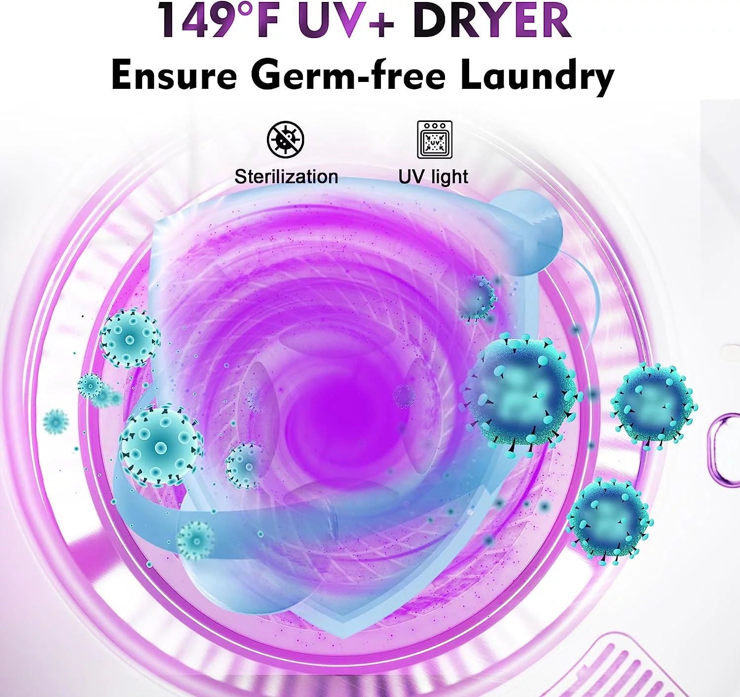 Portable Clothes Dryer 8.8 Lbs Compact Electric Dryer with Smart Moisture Sensor 850W Dryer with LCD Control Panel Tumble for RV Apartment Dorm Home