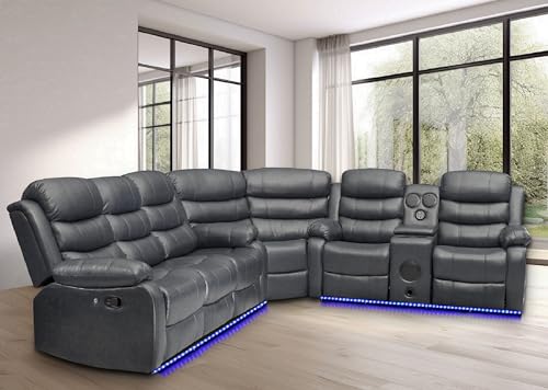 Johnson Power Recliner Sectional Sofa, Brown