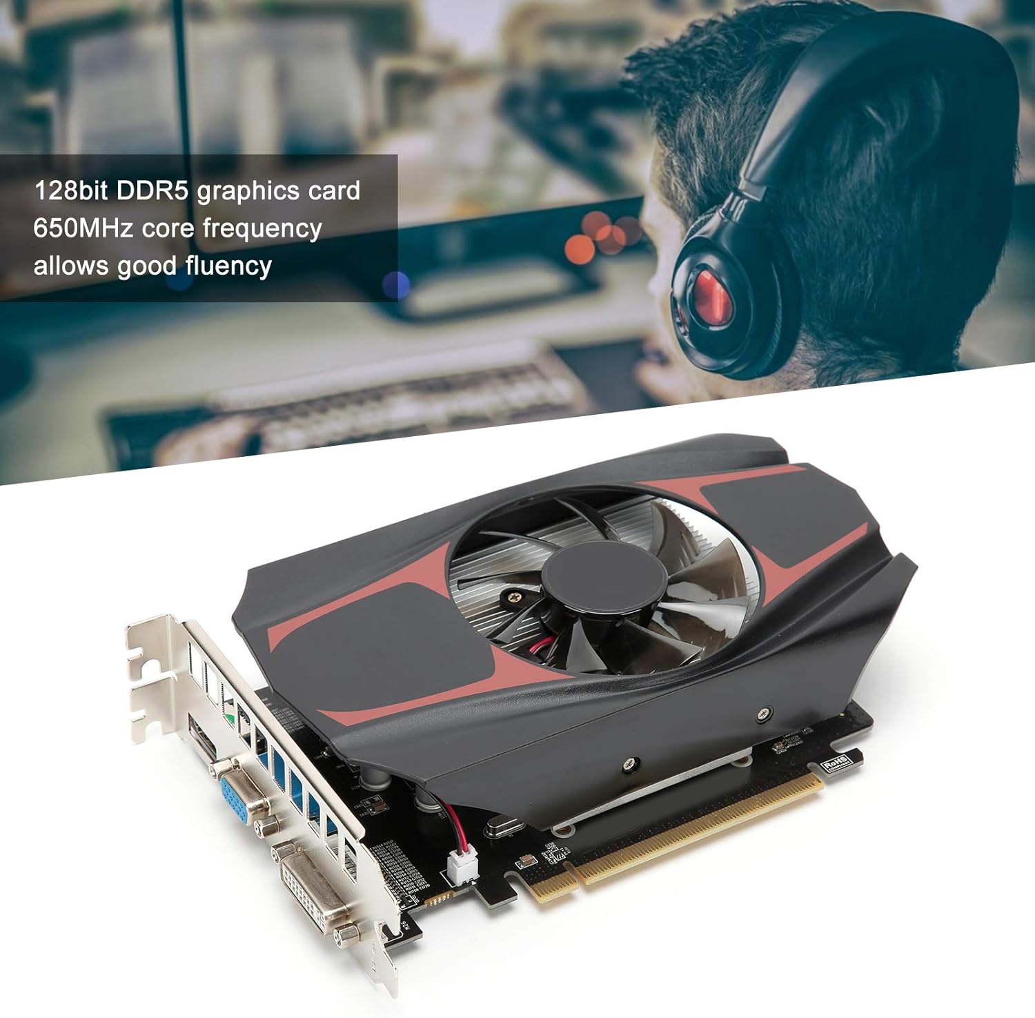 HD7670 Gaming Graphics Card, 1GB 128bit DDR5 650MHz Display Video Card, PCI 3.0 Graphics Card Slot, 480 Stream Processor Unit Computer Components