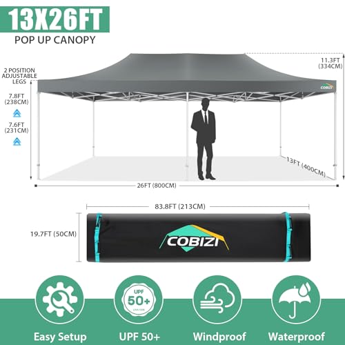 COBIZI 13x26 Pop Up Tent 13x26 Canopy with Sidewalls Heavy Duty Canopy Party Tent for Parties