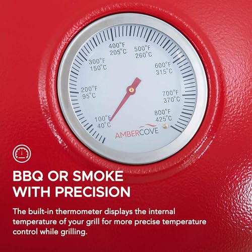 Sunjoy Charcoal Grill 20-Inch Kamado Grill with Pizza Stone, Ultimate Outdoor BBQ Egg Grill and Smoker with Wheels, Navy