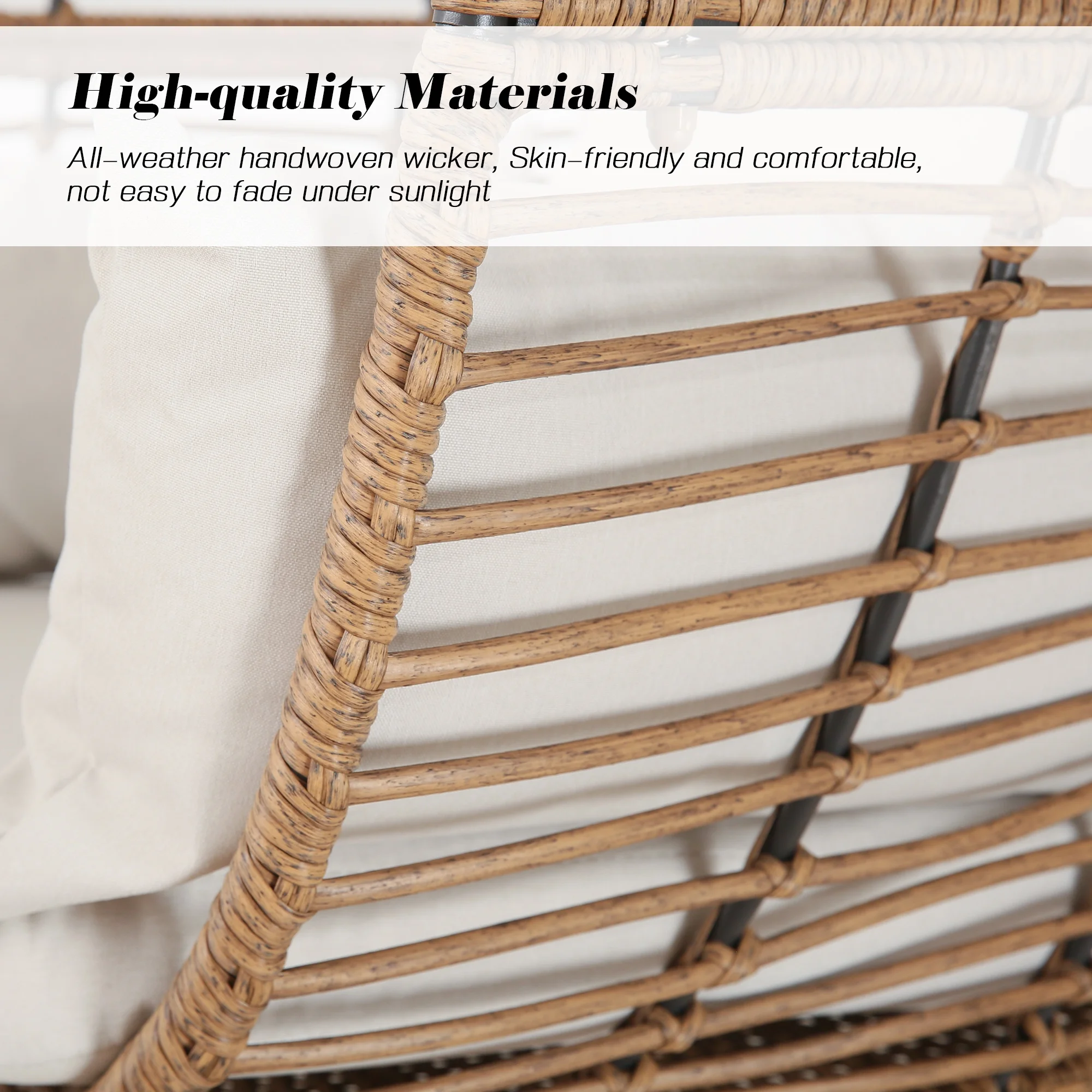 Ulax Furniture Outdoor Patio Wicker Egg Chair Indoor Tear Drop All-Weather Rattan Chair with 4 Cushions for Patio, Backyard, Living Room