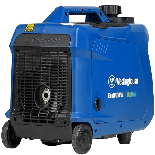 Westinghouse 5000 Peak Watt Super Quiet Dual Fuel Portable Inverter Generator, Wheel & Handle Kit, Gas & Propane Powered, RV Ready, CO Sensor