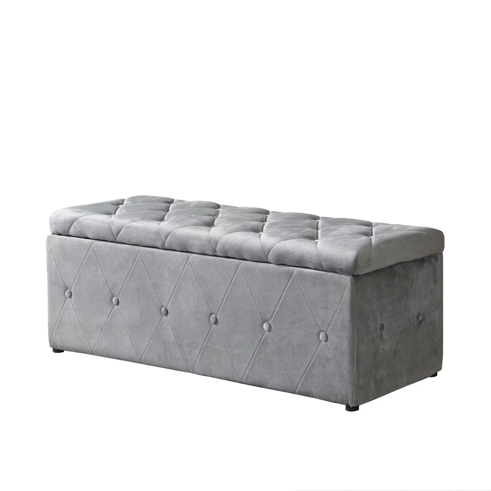 3 Set Rectangular Velvet Ottoman Storage - 40" Extra Large End of Bed Storage Box with Lids - 2 Set 15" Footstool