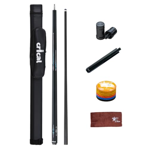 CRICAL Carbon Fiber Pool Cue Stick 58" Billiard Cue Sticks Professional Low Deflection Pool Sticks with 3/8 * 8 Pin Joint and 12.5mm Tip