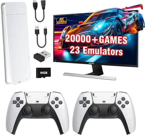 Wireless Retro Game Console, Retro Game Stick 4K HDMI Output and 2.4GHz Wireless Controller with Built-in 20000+ Games