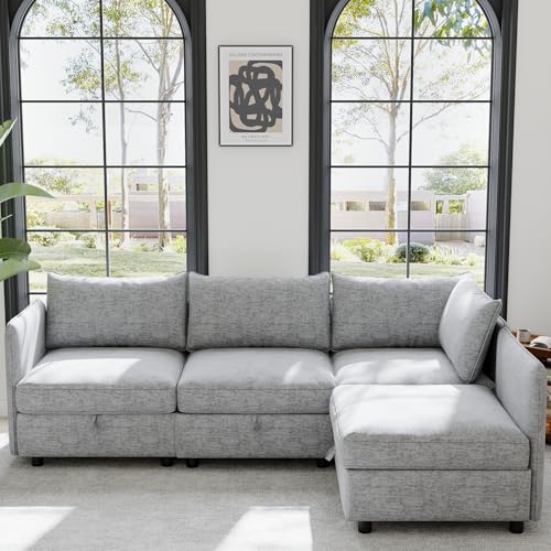 Oversized Modular Storage Sectional Sofa Customizable Seating Group Sofa&Couch Convertible Sleeper Sofabed with Movable Ottomans and Seat