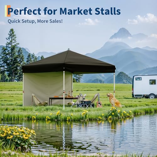 10x20 Pop Up Canopy - Easy Up Camping Tent with One Roller Bag, 3 Adjustable Height, 4 Weight Bags for Deck, Garden, Sports, Beach, Party - White