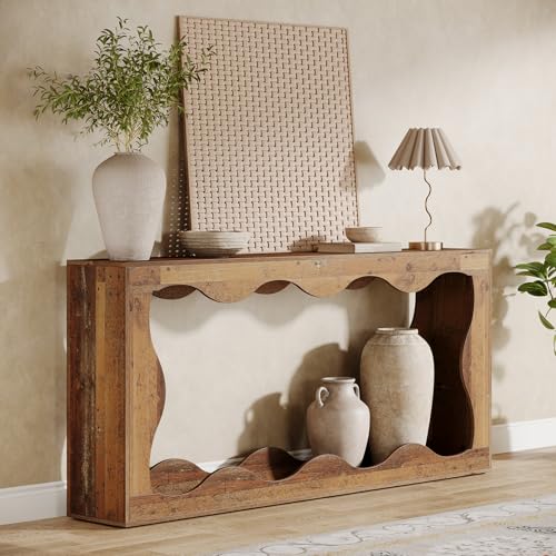 Tribesigns 63 Inches Farmhouse Console Table with Storage, Couch Table Behind Sofa, Long Entryway Sofa Station, Narrow Console Stand