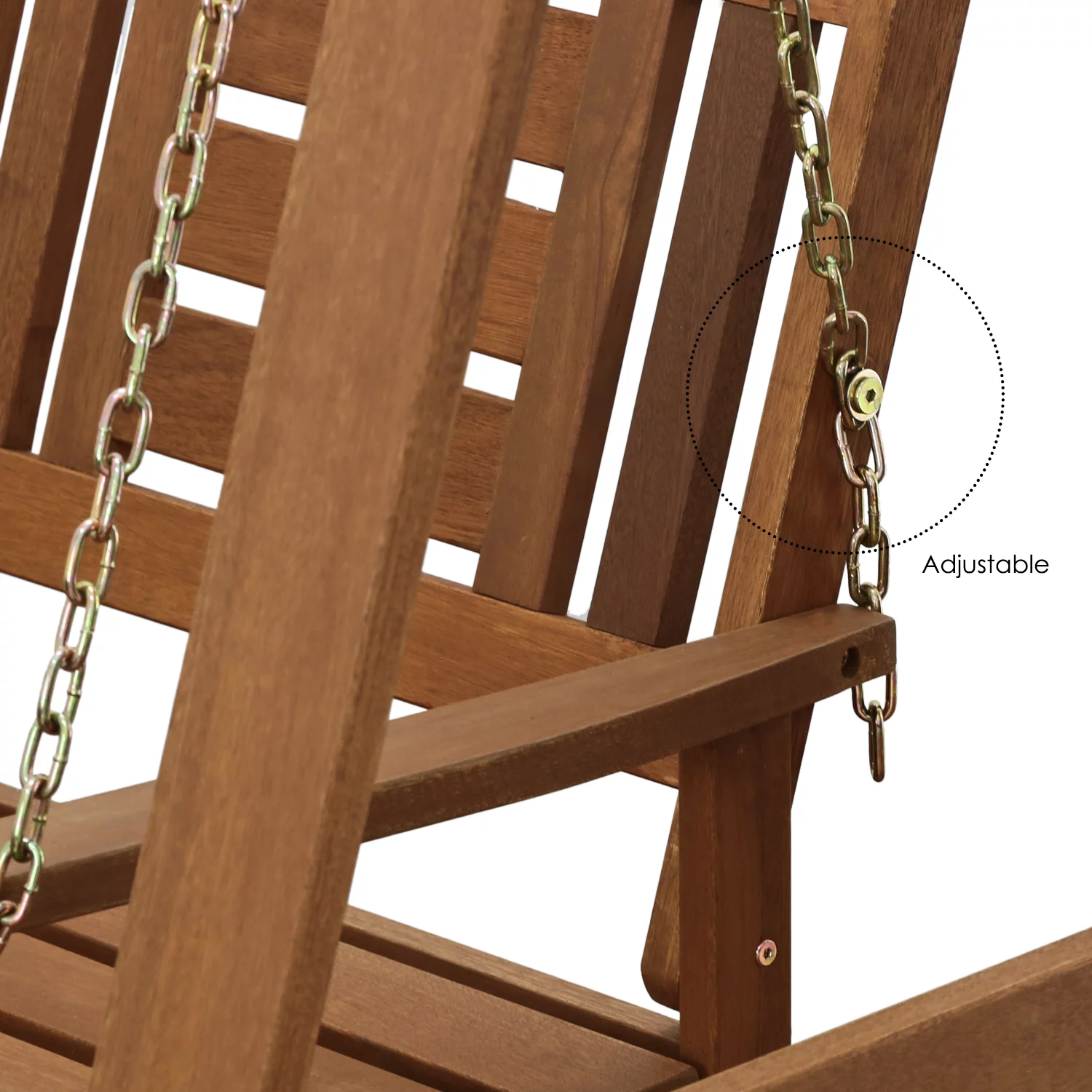 Furinno Tioman Hardwood Hanging Porch Swing with Stand, Seating Capacity 3