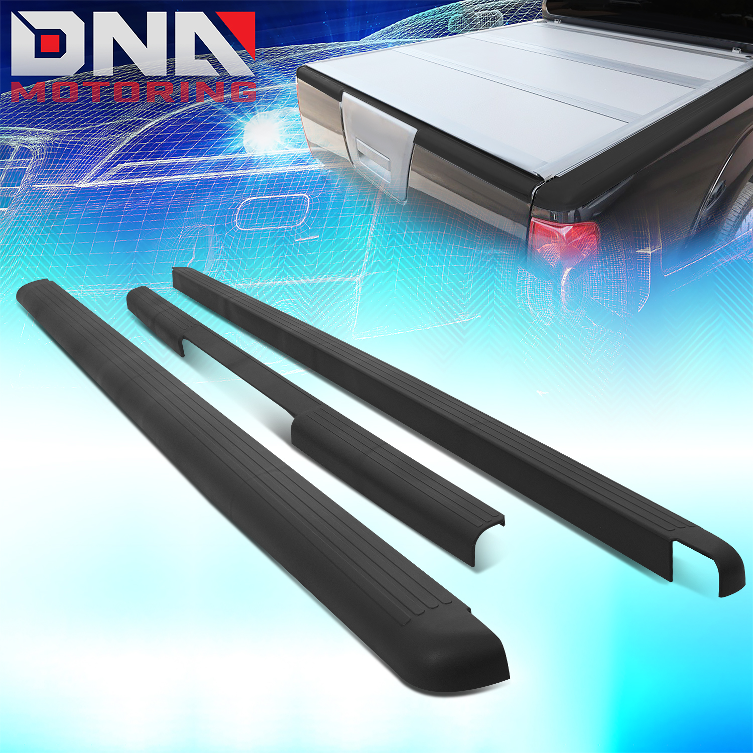 DNA Motoring 3Pcs 73.3" Tailgate Bed Rails Caps Protector for 2005-2014 Nissan Frontier