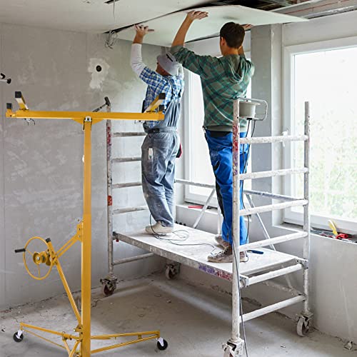 Winado 16 FT Drywall Lift Panel Rolling Hoist Jack Lifter Sheetrock, Drywall Lifting Construction Tools Caster Wheel with Adjustable Telescopic Arm