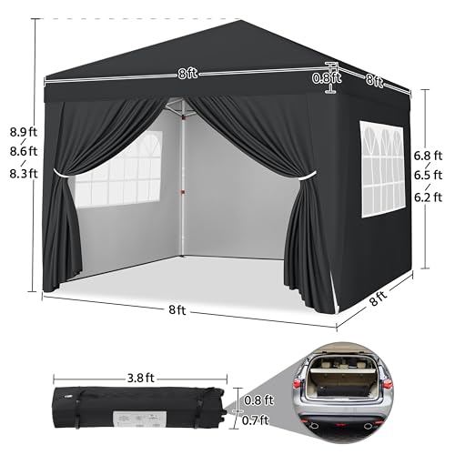 Yaheetech 10x10 Pop Up Canopy with 4 Removable Sidewalls, Portable Enclosed Instant Tent, Waterproof Outdoor Tent, Beach Sun Shelter with 4 Sandbags