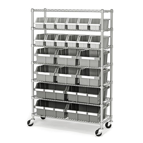 Seville Classics Heavy Duty NSF Bin Rack Solid Steel Wire Shelving Storage Unit, Patented Organizer for Garage, Warehouse, Office, Restaurant