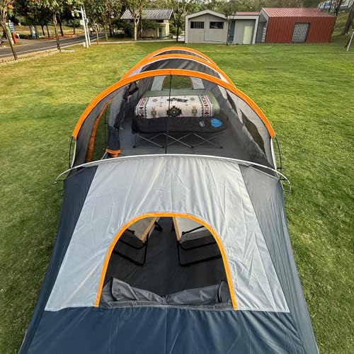 CAMPROS CP Tent 12-Person-Camping-Tents,3 Room Family Tents,Waterproof Windproof Family Tent with Top Rainfly,6 Large Mesh Windows,Double Layer