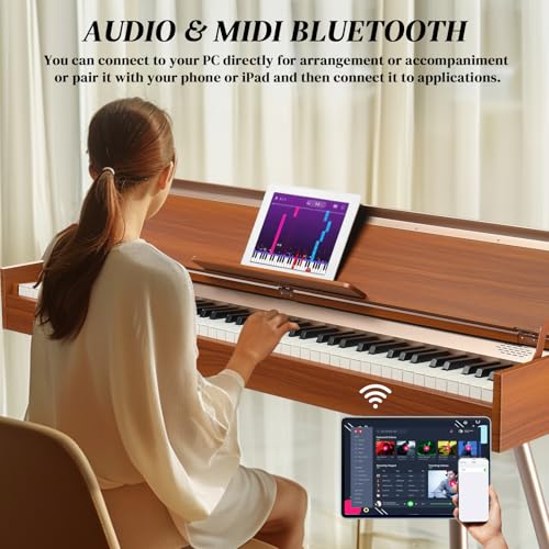 Ktaxon 88 Key Weighted Keyboard Piano Digital Piano with Dream Sound Chip, MIDI/USB Connectivity, Works with Music Software Includes Headphones