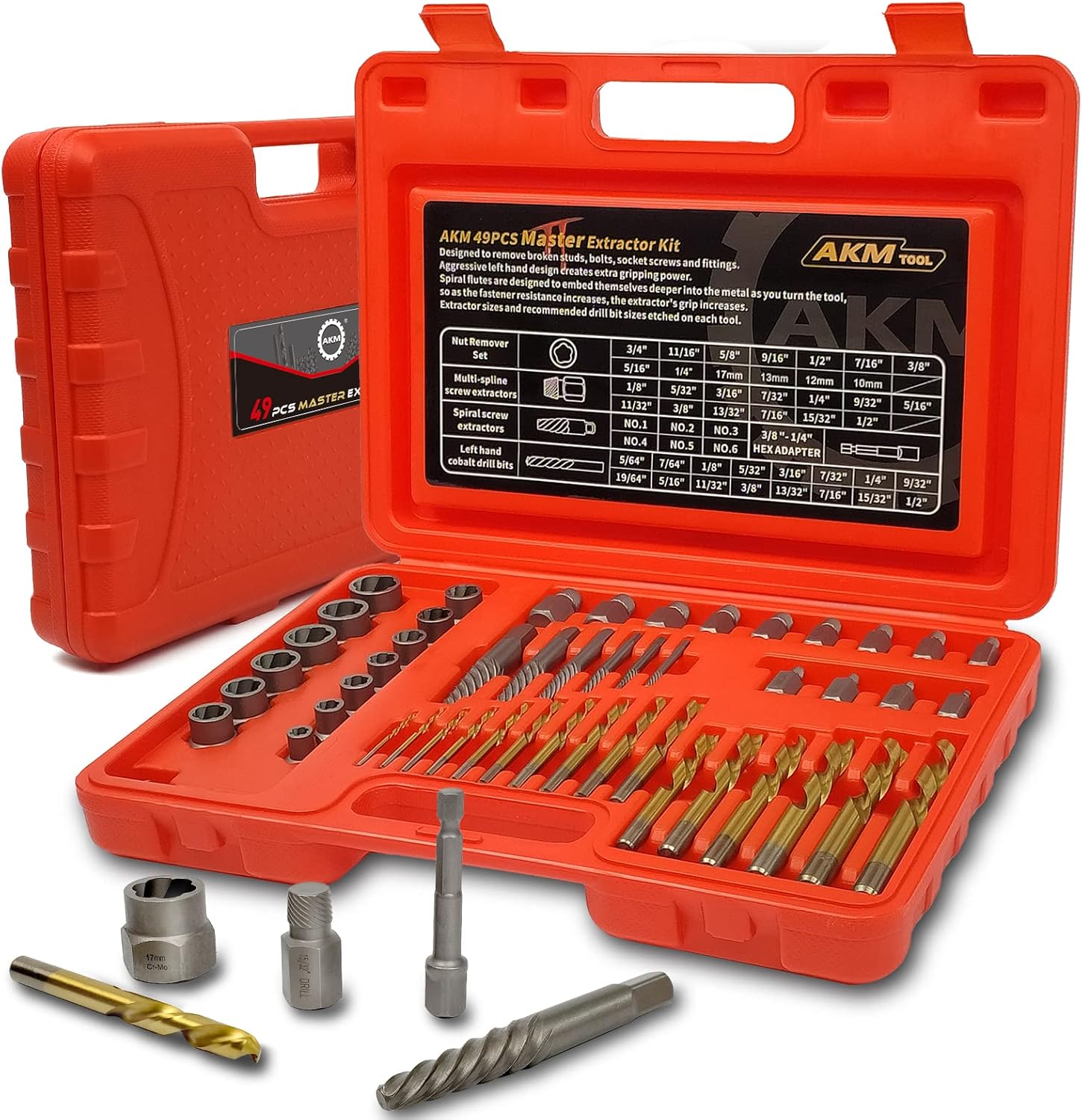 AKM 49-Piece Bolt Extractor Screw Extractor Set