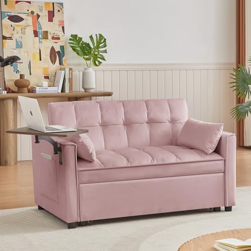 68.11" Corduroy Sleeper Chair Bed with USB Port, Cup Holders & Side Storage Pockets – 3-in-1 Foldable Sofa Bed for Guest Room, Living Room – White