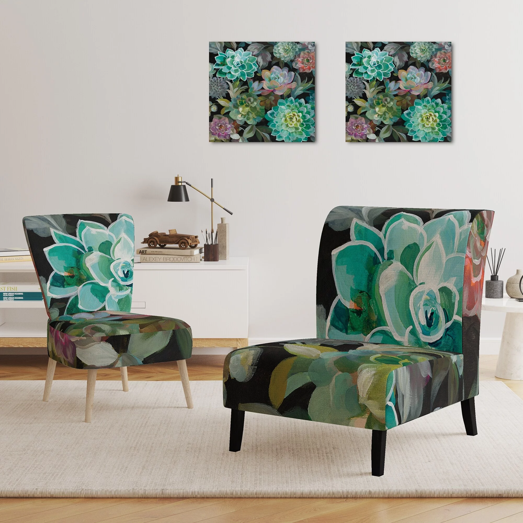 Designart "Floral Succulents" Upholstered Traditional Accent Chair - Arm Chair