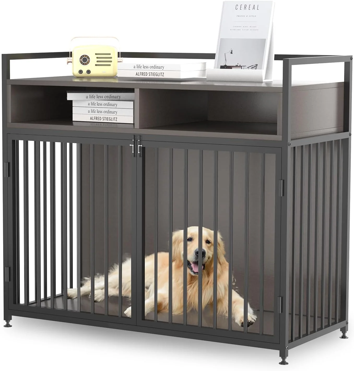 Aixvx Dog Crate Furniture for Large Dogs 41" Dog Kennel Indoor Heavy Duty Dog Kennel Furniture with Detachable Door and Anti-Chew Decorative End