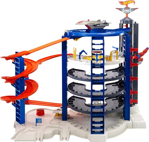 Hot Wheels Toy Car Track Set & 4 1:64 Scale Cars, Super Ultimate Garage, 3+ ft Tall with Motorized Gorilla & Storage for 140 Cars (Amazon Exclusive)