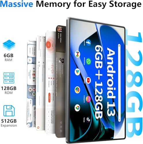 Android Tablet 12 Inch with 8GB RAM 256GB ROM, Octa-Core 2.0Ghz Processor, 2000 * 1200 FHD IPS Touch Screen, 5MP+13MP Dual Camera, 8000mAh Battery