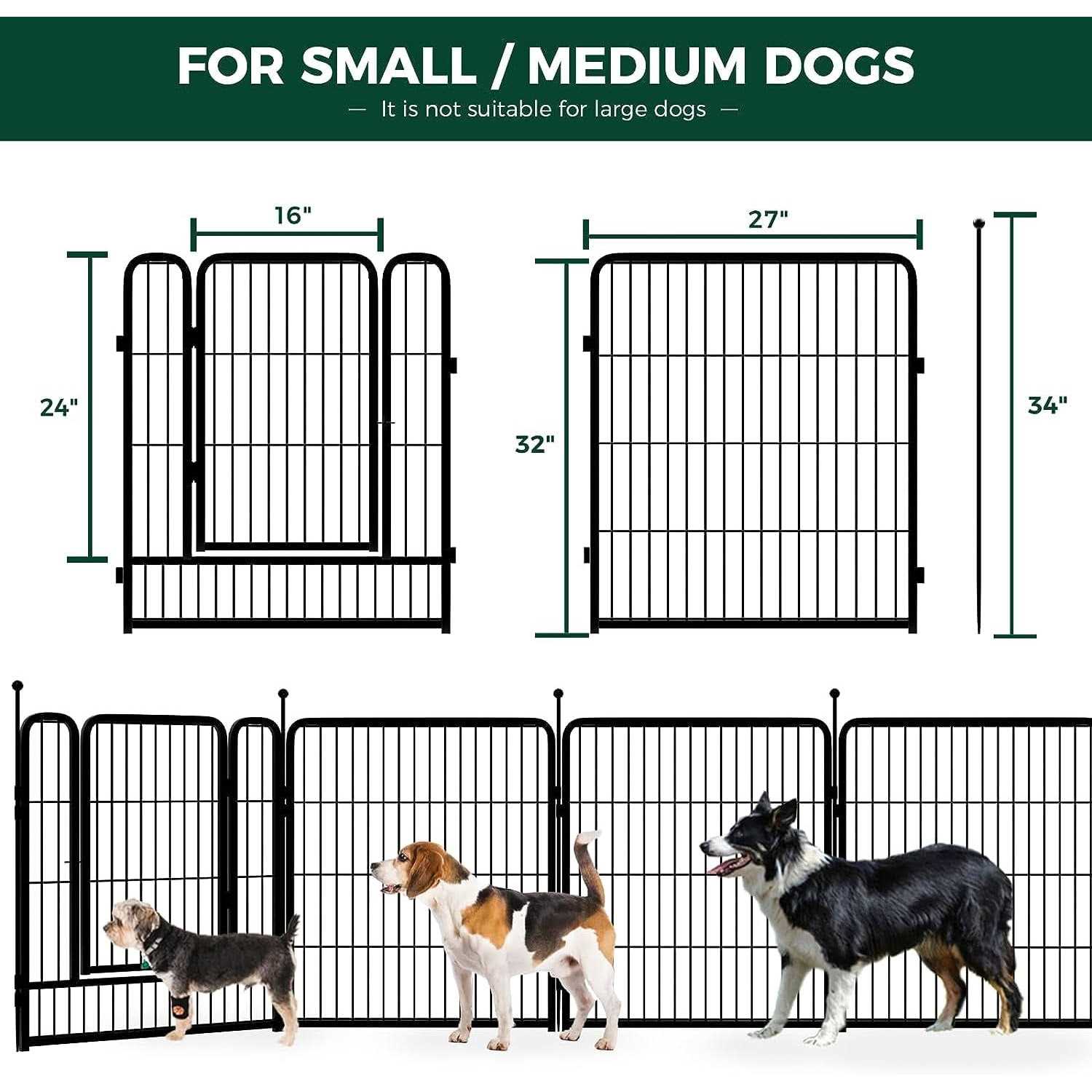 FXW Rollick Dog Playpen Outdoor,16 Panels 32 Height Dog Fence Exercise Pen with Doors for Large/Medium/Small Dogs - Pet Supplies online store