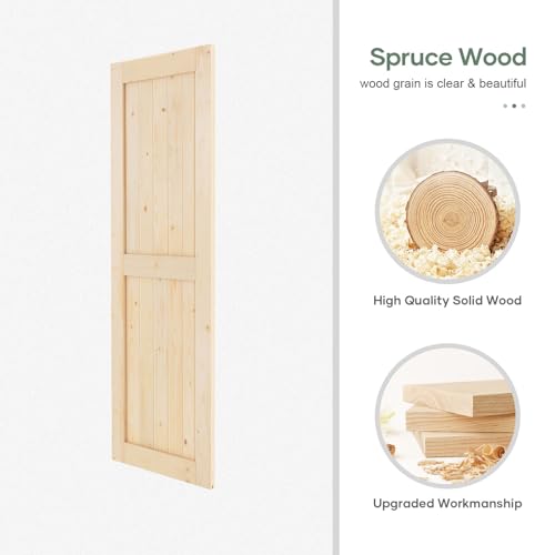 Double 30x84 inch Sliding Barn Wood Door Slab with 5ft Hardware Kit and Handle