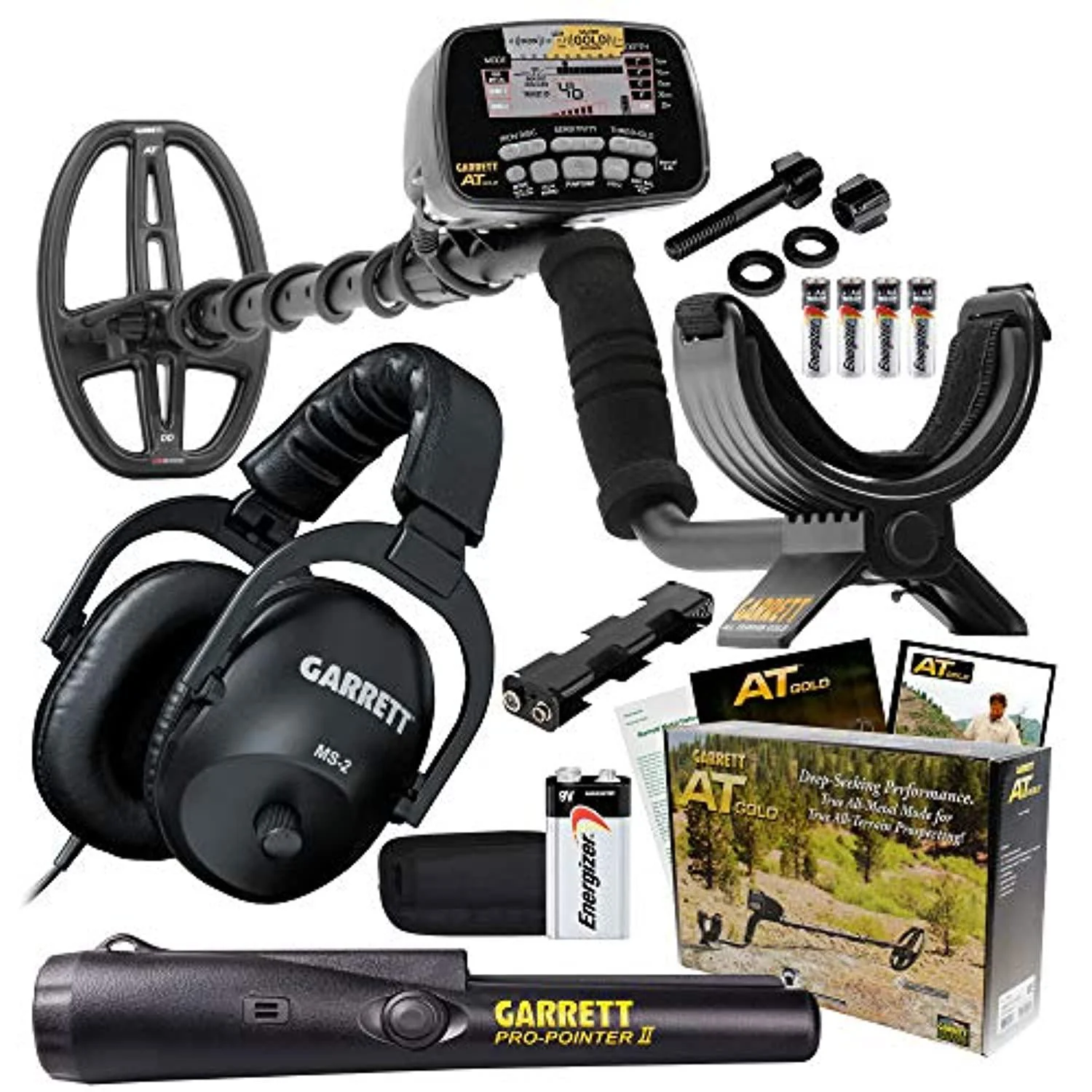 garrett at gold waterproof metal detector with ms-2 headphones and propointer ii - Radiant Selections