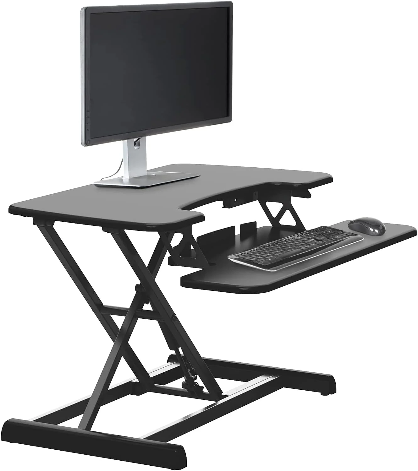 Popular - VariDesk Essential Vertical Lift 30 - Compact Two-Tier Standing Desk Converter for Monitor &amp; Accessories
