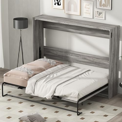 Ball & Cast Queen Size Murphy Bed Hideaway Wall Chest with Top Shelves & USB,Storage Cabinet Bed Frame w/Slat Support