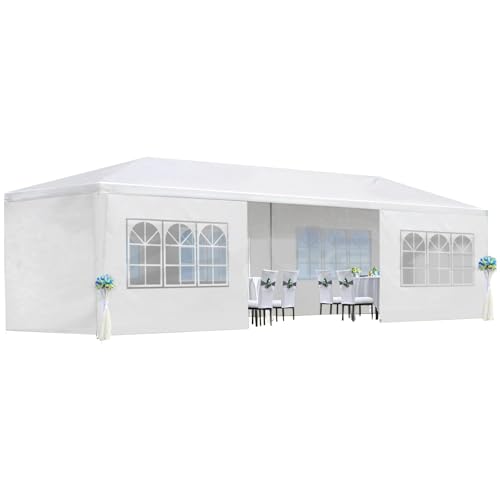 10'X30' Outdoor Party Tent Gazebo with 8 Removable Sidewalls, Large Wedding/Event Canopy Marquee Featuring Windows