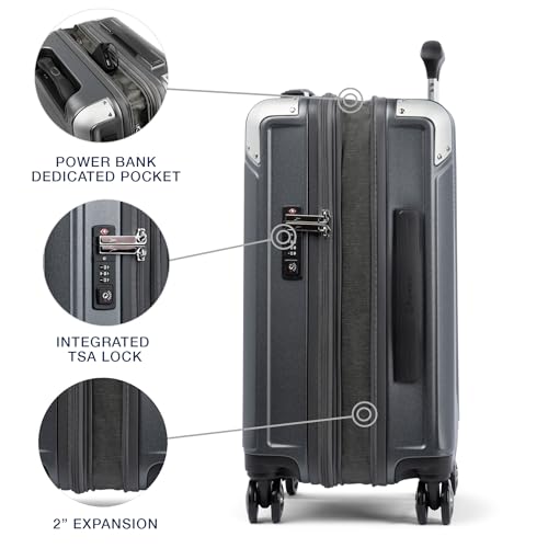 Travelpro Platinum Elite Hardside Expandable Carry on Luggage, 8 Wheel Spinner, TSA Lock, Hard Shell Polycarbonate Suitcase, Metallic Sand