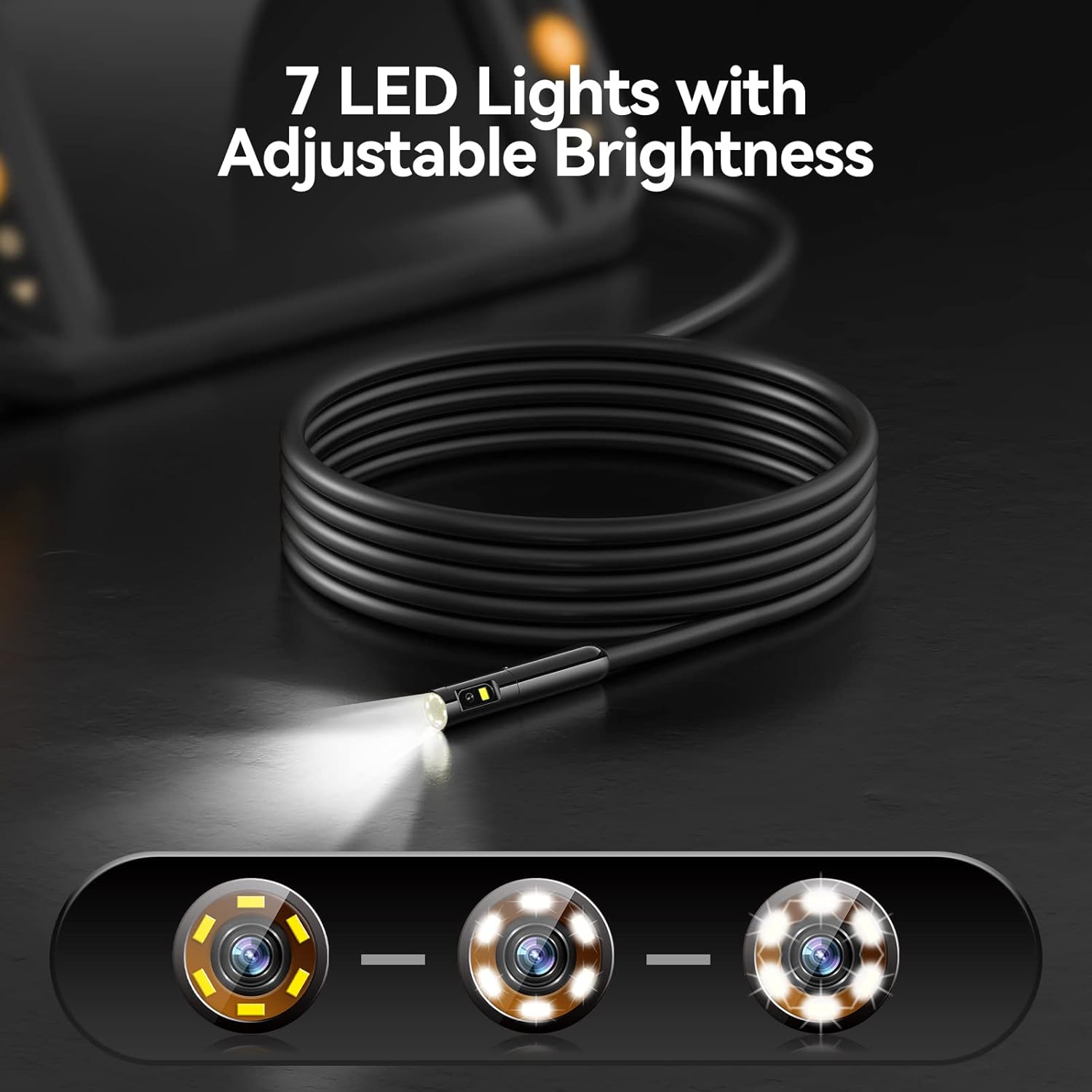 Dual Lens Endoscope, Teslong Borescope Inspection Camera with Light, Automotive Industrial Scope Camera with Flexible Snake Probe