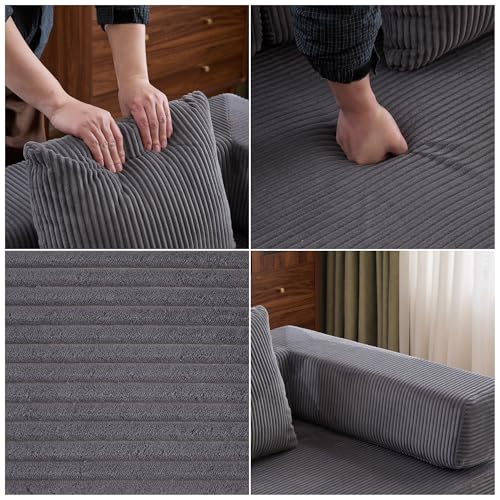 Convertible Floor Sofa Bed, Foldable Mattress Cloud Couch with Pillow Back & Armrest, Chenille Sleeper Sofa Bed with Fixed-Shape Frame