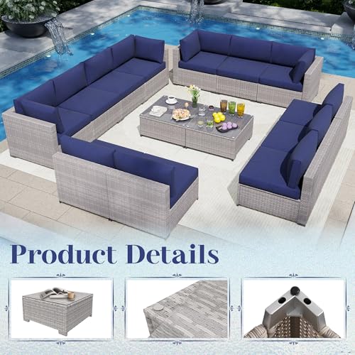 KIGOTY Patio Furniture Set 7 Pieces Conversation Sets, Outdoor Sectional Sofa