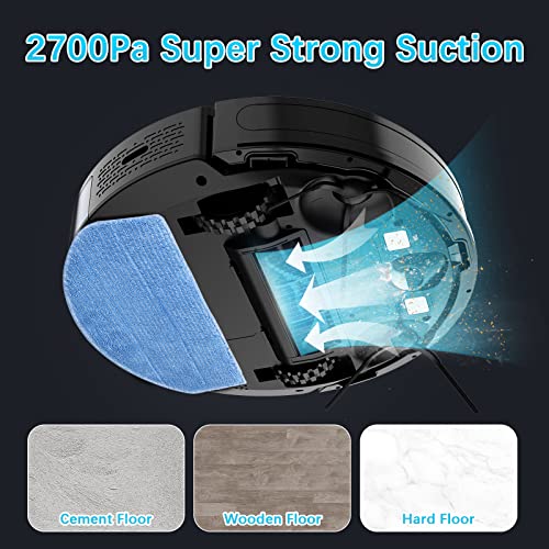 Tikom Robot Vacuum and Mop, G8000 Robot Vacuum Cleaner, 2700Pa Strong Suction, Self-Charging, Good for Hard Floors