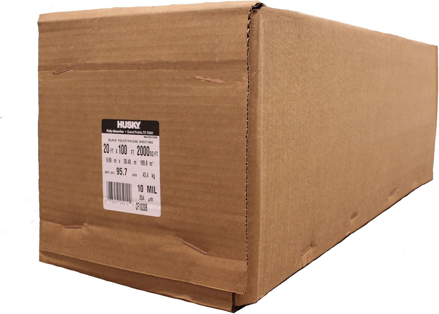 Poly-America (20'x100') Husky Contractor's Choice Black Plastic Sheeting 10 Mil. Thickness (CF1020) Polyethylene Plastic BEST FOR Overspray Shield
