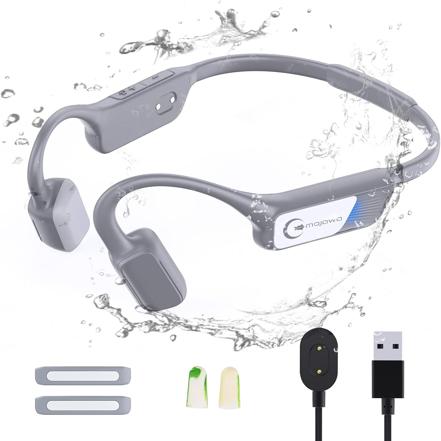 Wireless Bone Conduction Headphones - Mojawa Sport Bluetooth Open-Ear Headphones, Headset w/Mic, Premium Sound Quality, Noise Cancellation