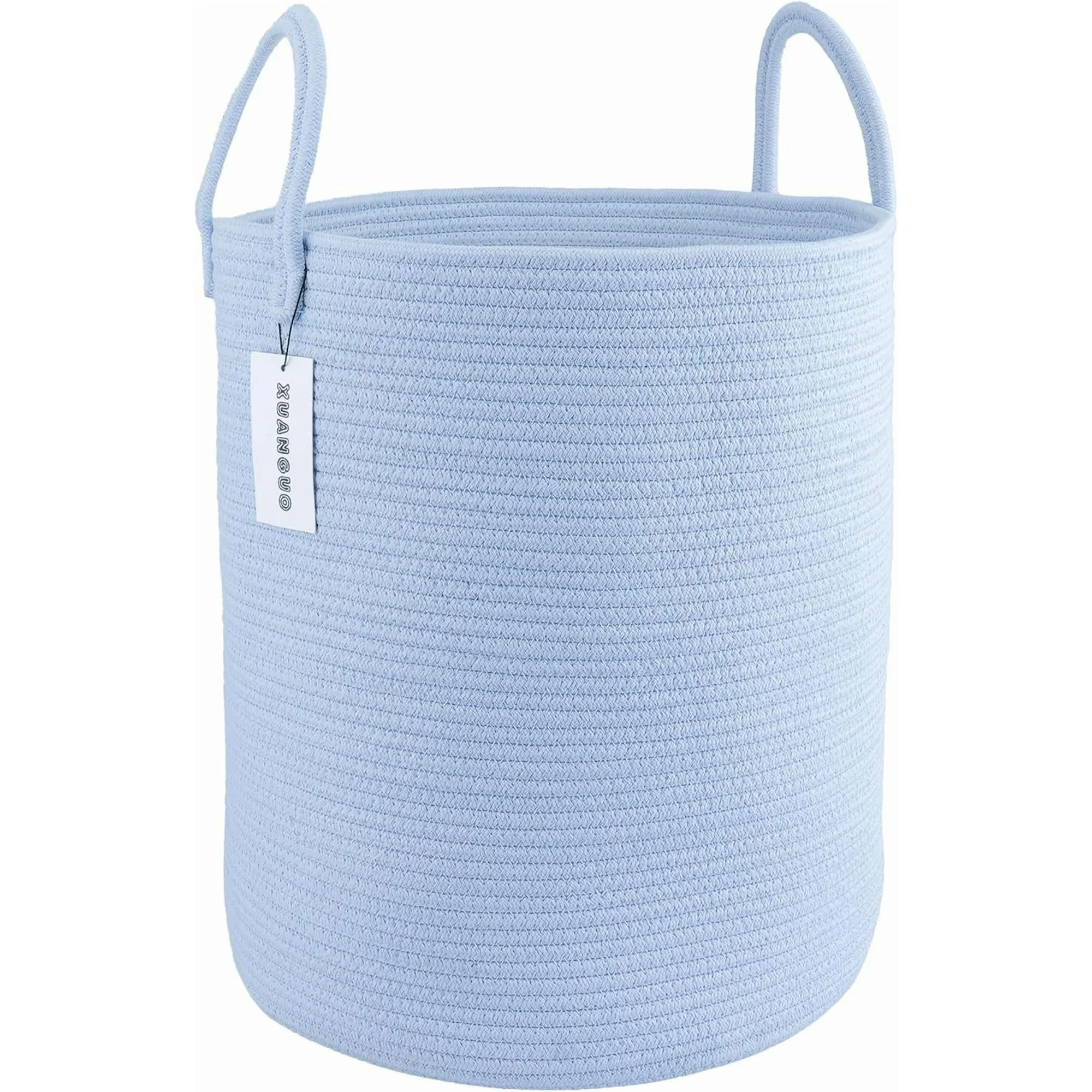 WarmHaven Rope Laundry Basket Hamper for Kids Girl Woven Storage Basket for Living Room Bedroom Boho Tall Baskets for Blanket Toys Pillow Towels Baby