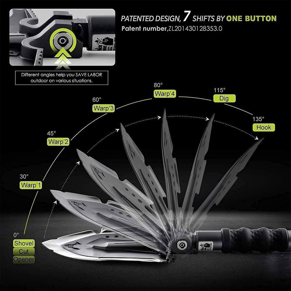 Zune Lotoo Outdoor Camping 29.7 inch Stainless Steel Survival Shovel, Gray