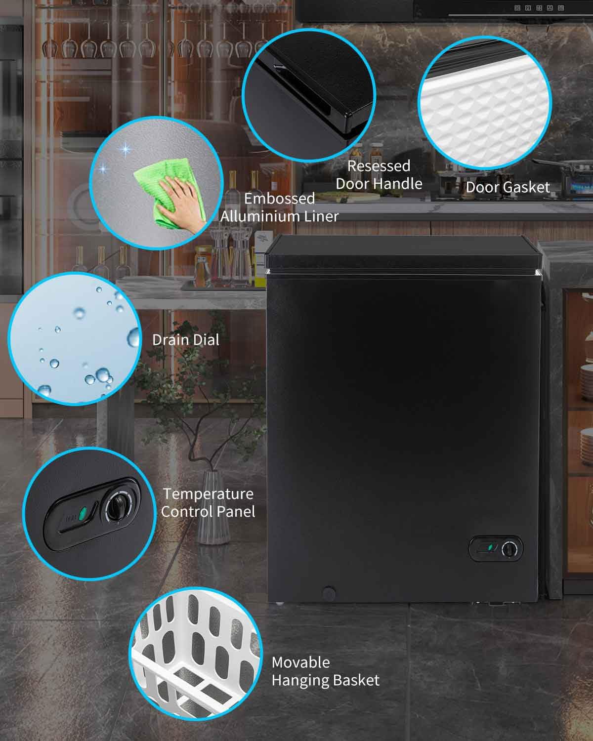 10.0 Cu.Ft Chest Freezer,Deep Freezer with Removable Basket,Compact Freezer with Top Open Door, Adjustable Temperature