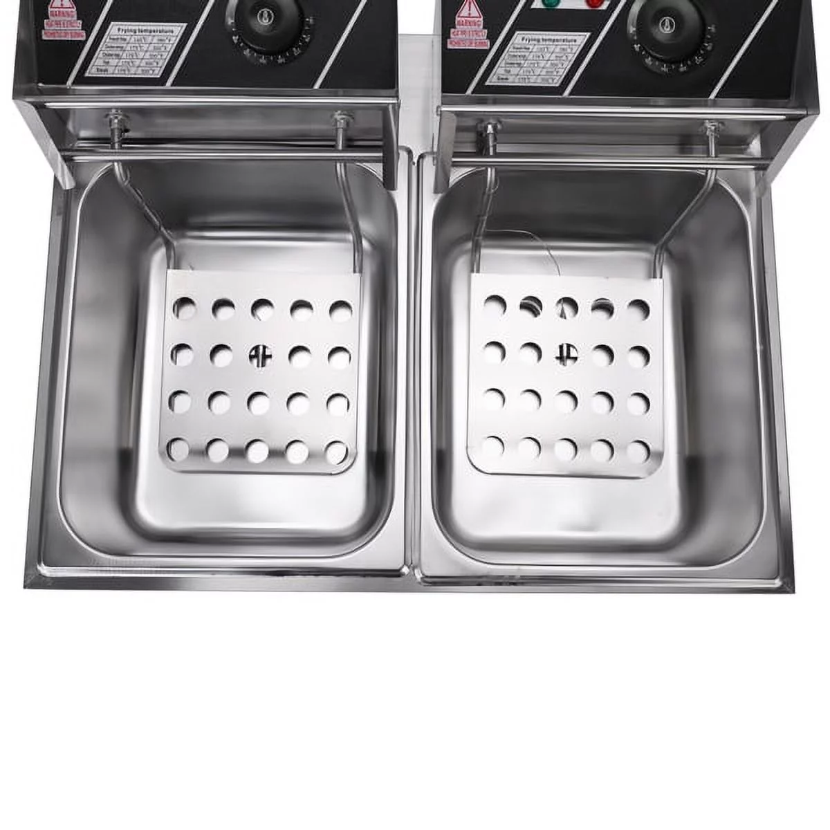 12L Stainless Steel Electric Fryer, Professional Fryer Double Tank Deep Fryer With Basket For Home and Commercial