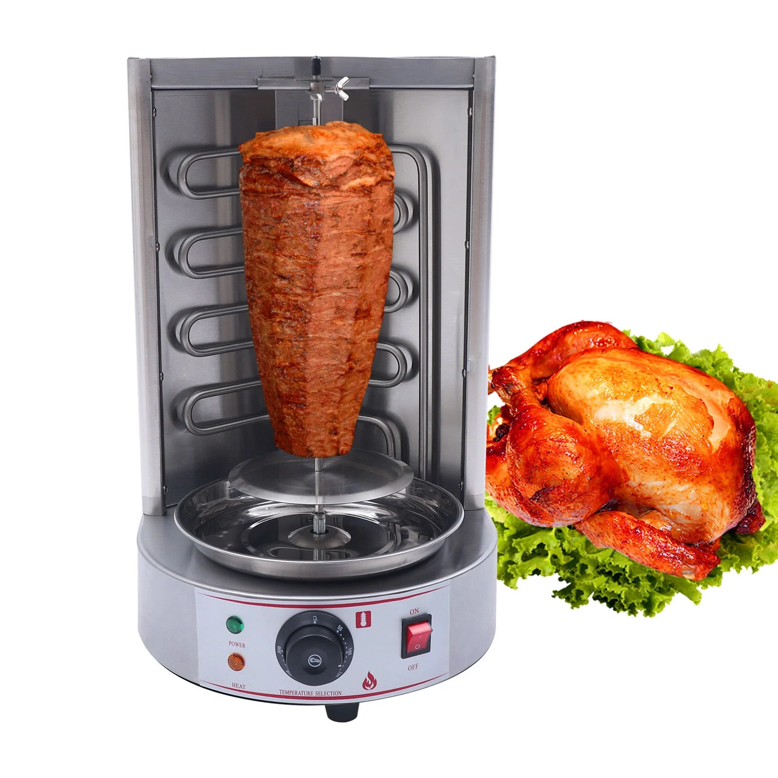 Oukaning 3000W Vertical Broiler Shawarma Machine Kebab Gyro Grill Machine 2 heating pipes