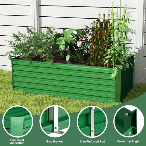 FOOWIN 2pcs 8x4x2ft Galvanized Raised Garden Bed, Planter Raised Garden Boxes Outdoor, Large Metal Raised Beds for Gardening