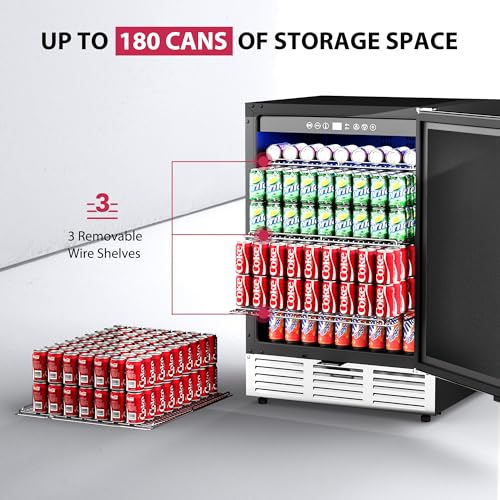 Icyglee Undercounter Stainless Steel Beverage Refrigerator