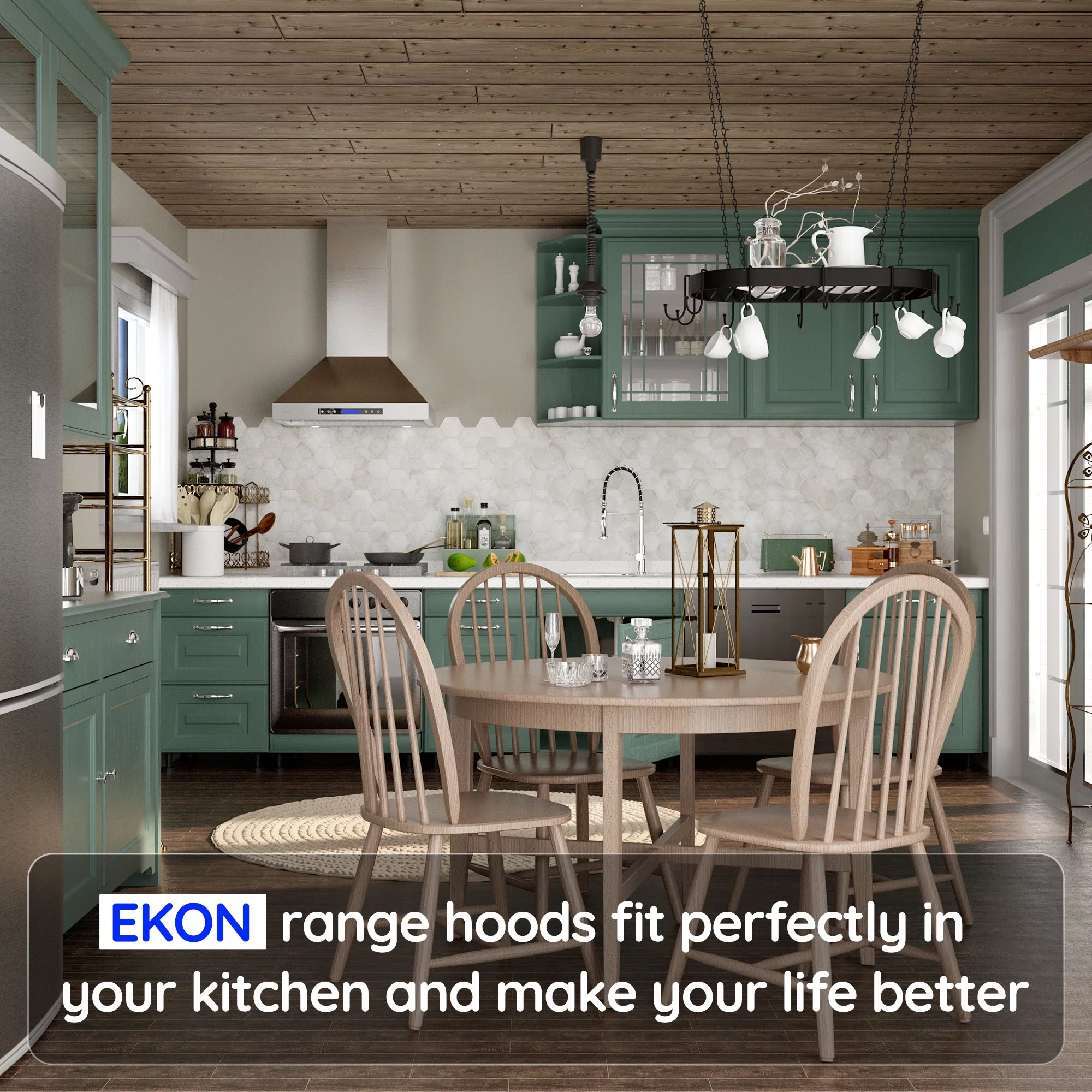 EKON KITCHEN EXPERT 30 Inches Stainless Steel Convertible Wall Mount Range Hood with Charcoal Filter and Remote Control Included NAP04-30