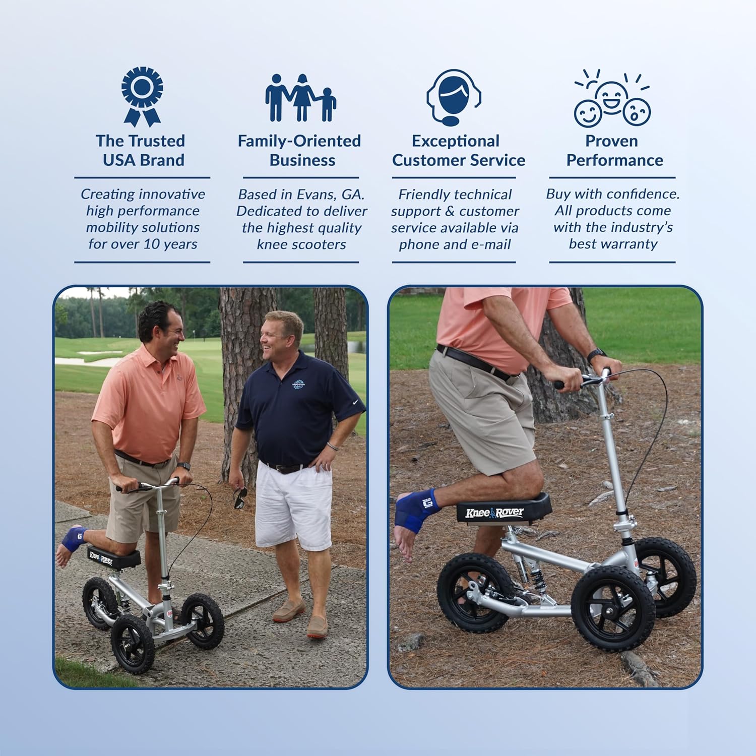 KneeRover PRO All Terrain Knee Scooter with Shock Absorber for Adults for Foot Surgery Heavy Duty Knee Walker for Broken Ankle Foot Injuries