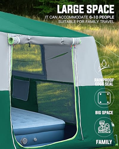 14.1'x6.5'x9' Inflatable Tents for Camping, Portable 6/8/10 Person Blow Up Air Tent