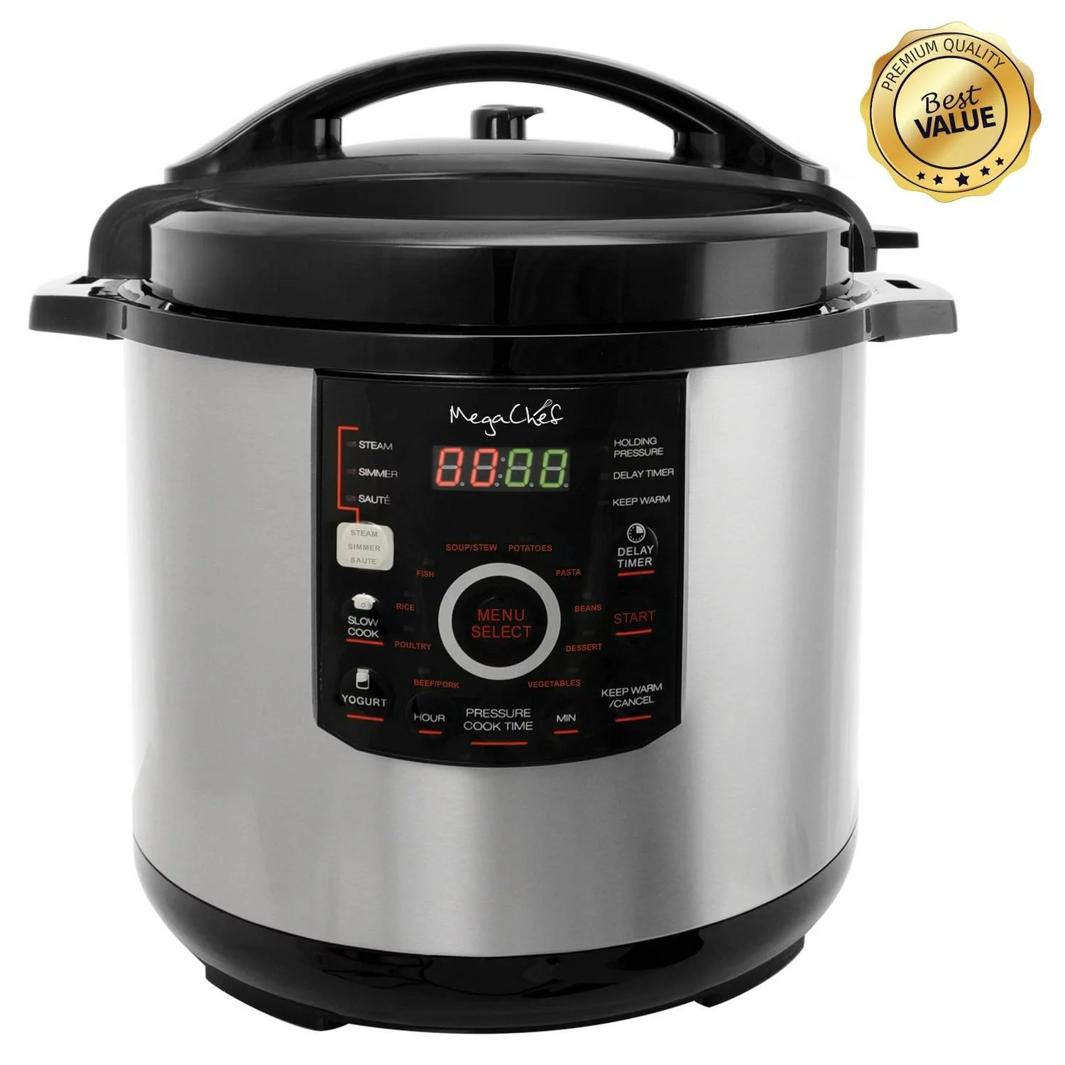 MegaChef Digital Pressure Cooker and Lid with 12 Quart Capacity